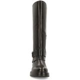 No Stress - Hoge Leren Laarzen - Zwart - Met Goudkleurige Gesp