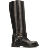 No Stress - Hoge Leren Laarzen - Zwart - Met Goudkleurige Gesp