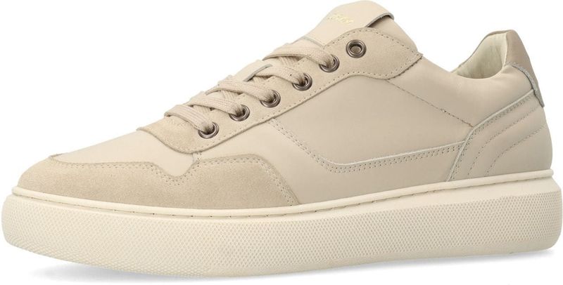 Manfield - Heren Sneakers - Beige - Suède - Grijze Details