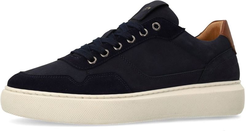 Manfield - Sneakers - Marineblauw - Nubuck - Zool 3 cm