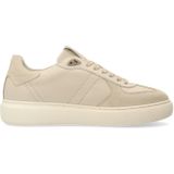 Manfield - Sneakers - Beige - Leer en Suède - Plateauzool 3 cm