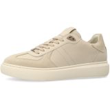 Manfield - Sneakers - Beige - Leer en Suède - Plateauzool 3 cm