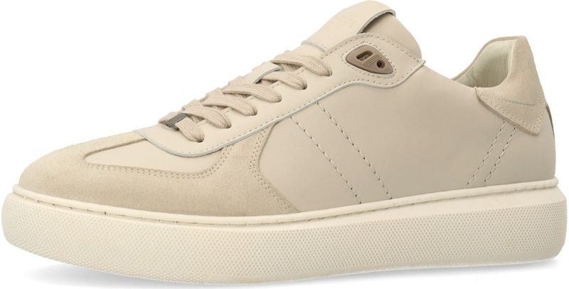 Manfield - Sneakers - Beige - Leer en Suède - Plateauzool 3 cm