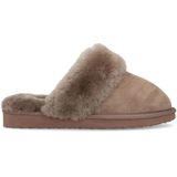 Manfield - Pantoffels - Taupe - Wol Voering