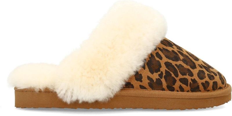 Manfield suède pantoffels cognac