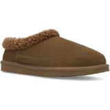 Manfield - Donkerbruine Pantoffels - Suède - Casual Schoenen