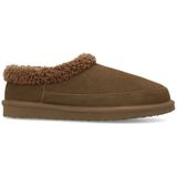 Manfield - Donkerbruine Pantoffels - Suède - Casual Schoenen