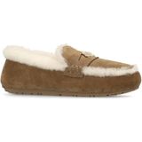Manfield - Pantoffels - Taupe - Suède met Bontrand
