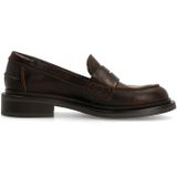 Manfield - Leren Loafers - Bruin - Platte Hak 3 cm