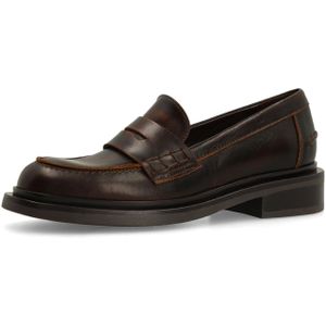 Manfield - Leren Loafers - Bruin - Platte Hak 3 cm