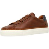 No Stress - Sneakers - Cognac - Leer - Witte Zool - Memory Foam