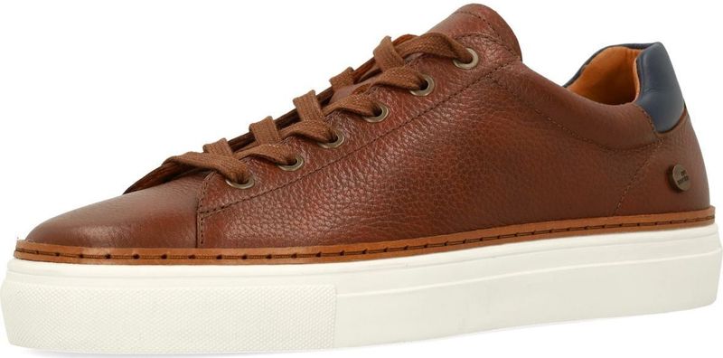 No Stress - Sneakers - Cognac - Leer - Witte Zool - Memory Foam