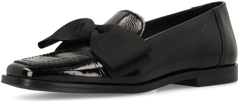 Manfield - Loafers - Zwart - Lakleer - Platte Hak