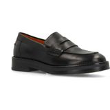 Manfield - Loafers - Zwart - Leren Schoen - Platte Hak 2 cm