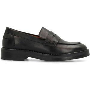 Manfield - Loafers - Zwart - Leren Schoen - Platte Hak 2 cm