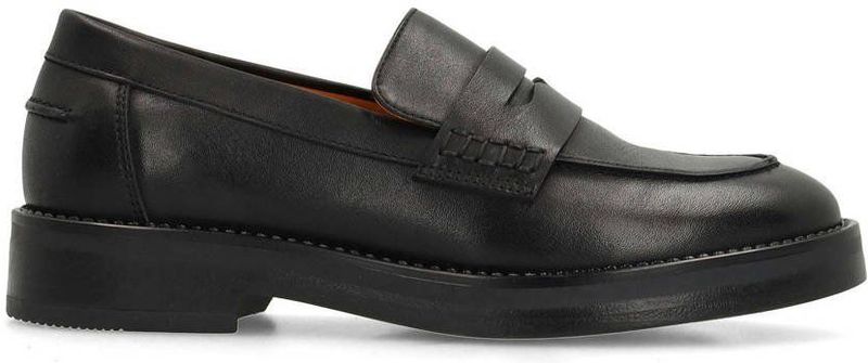 Manfield - Loafers - Zwart - Leren Schoen - Platte Hak 2 cm