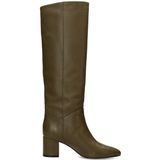 Manfield - Hoge Laarzen - Olijfgroen - Leren - Met Hak