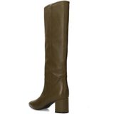 Manfield - Hoge Laarzen - Olijfgroen - Leren - Met Hak