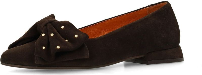 Manfield - Ballerina's - Bruin - Suède - Platte Hak 2 cm