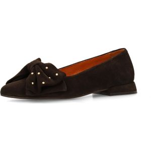Manfield - Ballerina's - Bruin - Suède - Platte Hak 2 cm