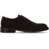 Manfield - Gespschoenen - Donkerbruin - Suède - Zwarte Hak 3 cm
