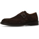 Manfield - Gespschoenen - Donkerbruin - Suède - Zwarte Hak 3 cm