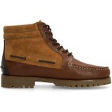 MANFIELD - Veterboots - Cognac - Leer - Profielzolen - Snoersluiting