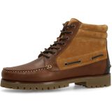 MANFIELD - Veterboots - Cognac - Leer - Profielzolen - Snoersluiting