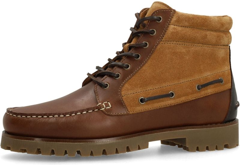 MANFIELD - Veterboots - Cognac - Leer - Profielzolen - Snoersluiting