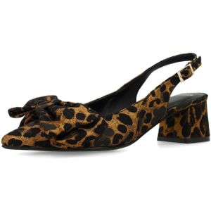 Manfield - Slingbacks - Zwart - Leopard - Pumps - Hakhoogte 6 cm