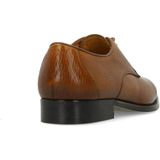 Manfield - Cognac - Leren Veterschoenen - Zwarte Hak - 3 cm