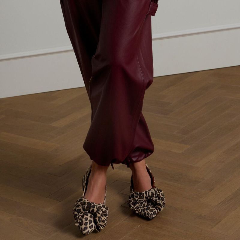 Manfield - Leren Loafers - Luipaardprint - Strikdetail