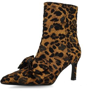 Manfield - Enkellaarsjes - Veelkleurig - Met Luipaardprint en Strik