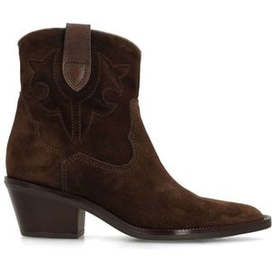 Manfield - Cowboylaars - Bruin - Suède - Blokhak 5 cm