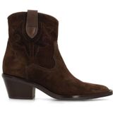 Manfield - Cowboylaars - Bruin - Suède - Blokhak 5 cm