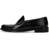 Manfield - Loafers - Zwart - Leren Schoen - Platte Hak 2 cm