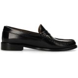 Manfield - Loafers - Zwart - Leren Schoen - Platte Hak 2 cm