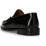 Manfield - Loafers - Zwart - Leren Schoen - Platte Hak 2 cm