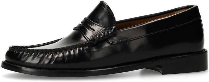Manfield - Loafers - Zwart - Leren Schoen - Platte Hak 2 cm