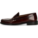 Manfield - Leren Loafers - Burgundy - Platte Zwarte Hak 2 cm