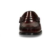 Manfield - Leren Loafers - Burgundy - Platte Zwarte Hak 2 cm
