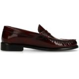 Manfield - Leren Loafers - Burgundy - Platte Zwarte Hak 2 cm