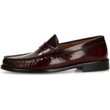 Manfield - Leren Loafers - Burgundy - Platte Zwarte Hak 2 cm