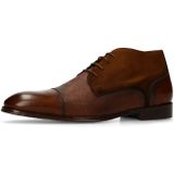 Black label - Leren Veterschoenen - Bruin - Met Suède Zijkanten