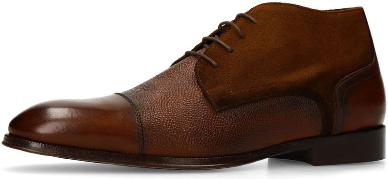 Black label - Leren Veterschoenen - Bruin - Met Suède Zijkanten