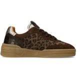 MANFIELD - Sneakers Laag - Bruin / Zwart - Dierenprint - Leer