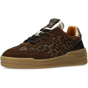 MANFIELD - Sneakers Laag - Bruin / Zwart - Dierenprint - Leer
