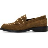 MANFIELD - Instappers - Ombergrijs - Leer - Suède - Blokhak