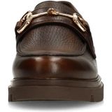 Manfield - Donkerbruin - Loafers - Leren - Dikke Hak 3 cm