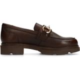 Manfield - Donkerbruin - Loafers - Leren - Dikke Hak 3 cm
